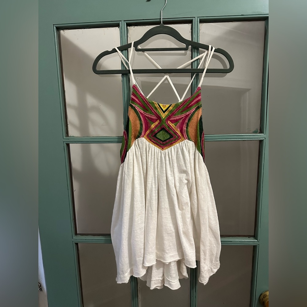 Free People Embroidered Backless Top, Size M